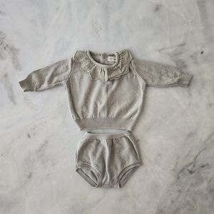 Quincy Mae Sage Petal Sweater And Knit Bloomers